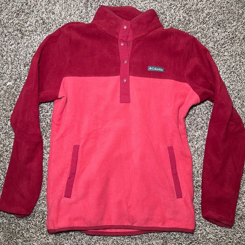 Columbia Red and Pink Fleece Pullover